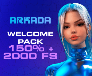 Приветственный бонус 150% + 2000 FS в Arkada Casino